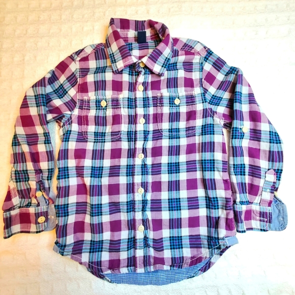 GAP Button-Down Plaid Long Sleeves Shirt, Boys, Size 5 Toddler - Picture 1 of 9
